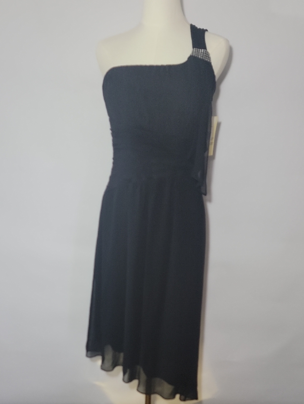 T.J.Maxx Black One-Shoulder Evening Dress with Embellished Strap